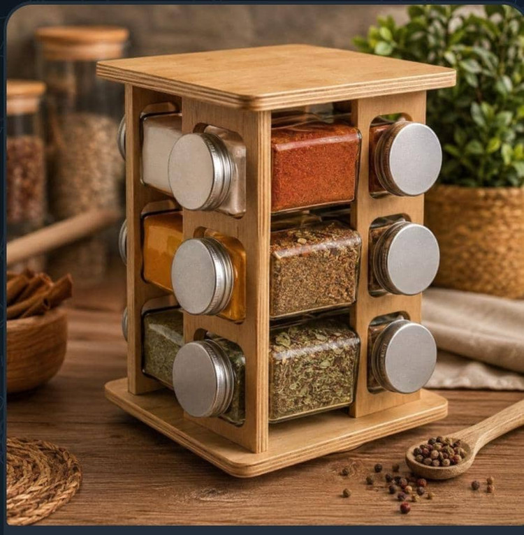 جا ادویه چوبی ۱۲ عددی چوبی